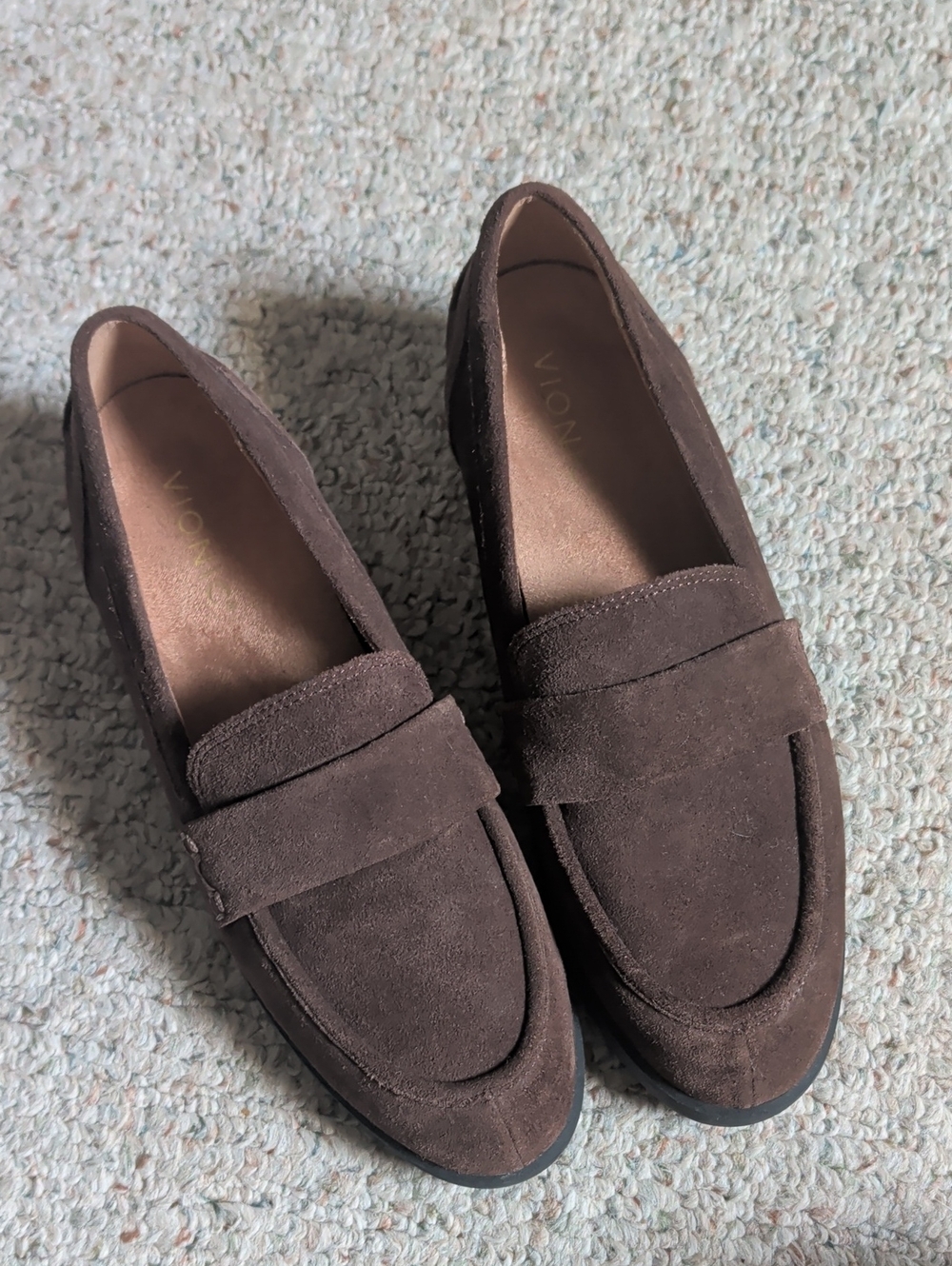 Vionic Dark Brown Suede Penny Loafers
